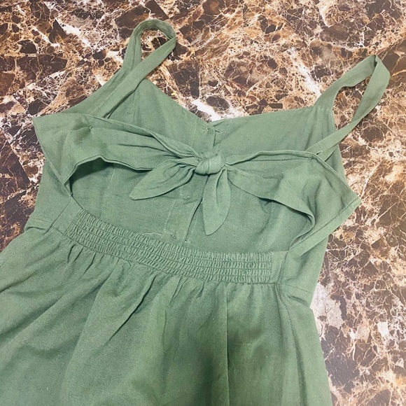 JAPNA Dress Linen Olive Green M Backless - Picture 12 of 12